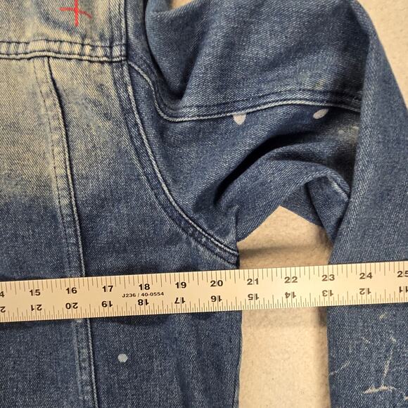 REASON Jean Jacket Mens Small Blue Hand Crafted Denim Button Up Cotton Pockets - Picture 11 of 14